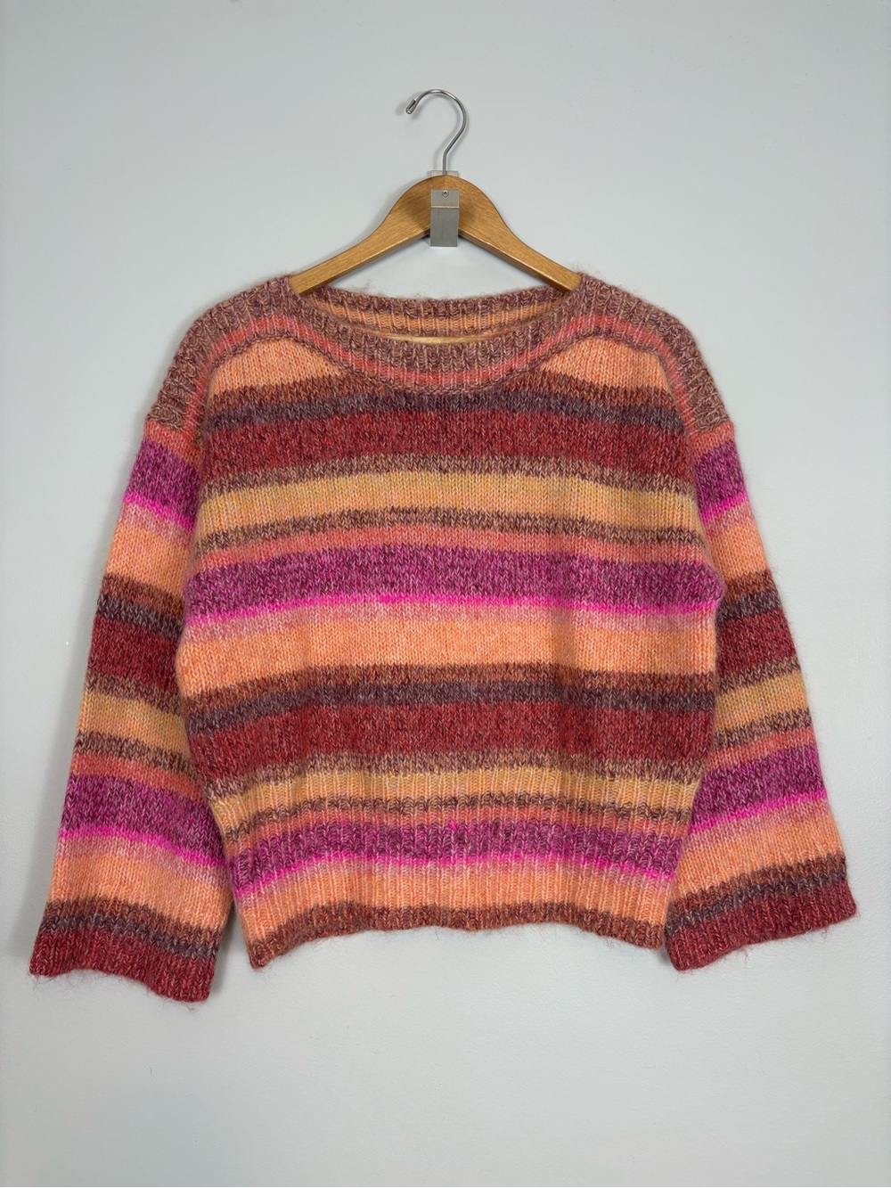 J.Crew Wide-Sleeve Alpaca-Blend Sweater in Ombré Stripe Sz M - Picture 4 of 8